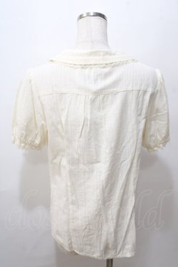 画像2: axes femme / レース配色シャドーストライプブラウス L 生成り Y-25-08-15-084-AX-BL-SZ-ZY