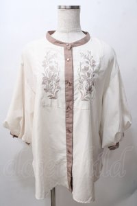 axes femme / 花刺繍ボリューム袖ブラウス M 生成り Y-25-08-15-085-AX-BL-SZ-ZY