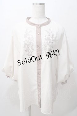 画像1: axes femme / 花刺繍ボリューム袖ブラウス M 生成り Y-25-08-15-085-AX-BL-SZ-ZI