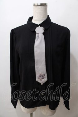 画像1: axes femme / ネクタイ付ブラウス M 黒 Y-25-08-15-086-AX-BL-SZ-ZY