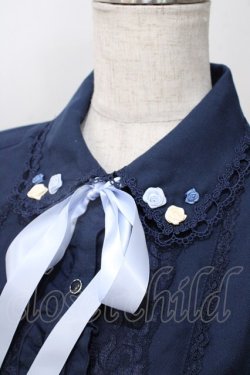 画像3: axes femme / 巻きバラ付きブラウス L 紺 Y-25-08-15-087-AX-BL-SZ-ZY