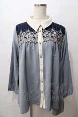 axes femme / ヨーク刺繍イレヘムチュニック M サックス Y-25-08-15-088-AX-TO-SZ-ZY