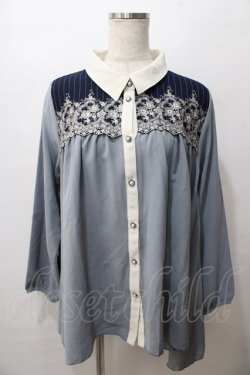 画像1: axes femme / ヨーク刺繍イレヘムチュニック M サックス Y-25-08-15-088-AX-TO-SZ-ZY