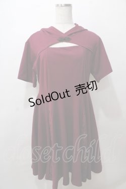 画像1: axes femme / カットアウトパーカーワンピース  ワイン Y-25-08-15-096-AX-OP-SZ-ZI