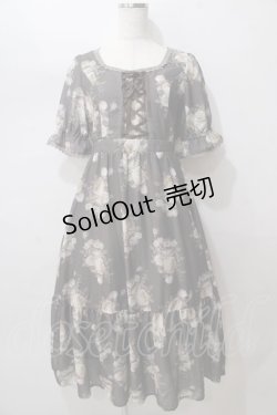 画像1: axes femme / ミルフィーユローズ柄ワンピース M 茶 Y-25-08-15-098-AX-OP-SZ-ZI