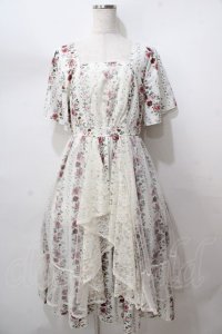 axes femme / 薔薇柄ラッフルチュールワンピース F 生成り Y-25-08-15-099-AX-OP-SZ-ZY