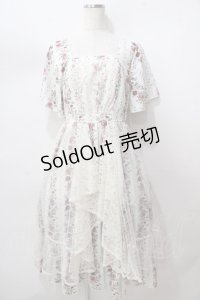 axes femme / 薔薇柄ラッフルチュールワンピース F 生成り Y-25-08-15-099-AX-OP-SZ-ZY