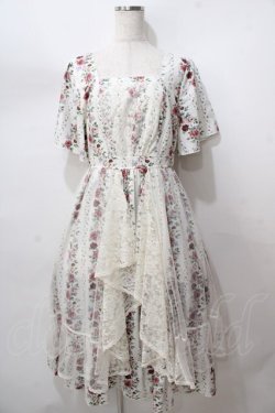 画像1: axes femme / 薔薇柄ラッフルチュールワンピース F 生成り Y-25-08-15-099-AX-OP-SZ-ZY