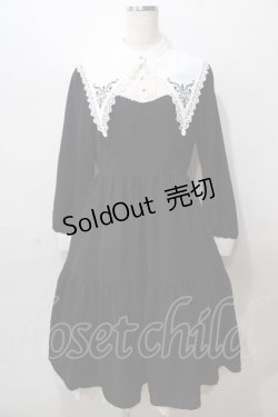 画像1: axes femme POETIQUE / 刺繍襟付きシスターワンピース  黒 Y-25-08-15-101-AX-OP-SZ-ZY