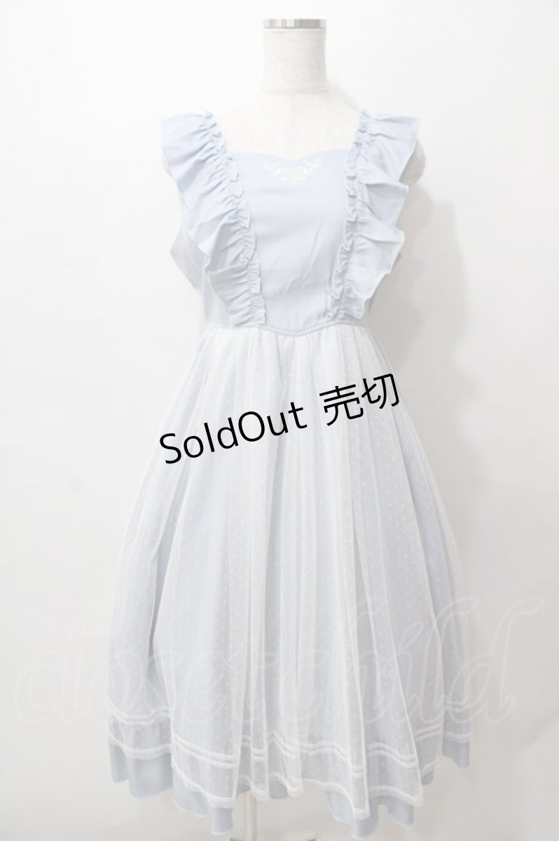 画像1: axes femme POETIQUE / トランプ刺繍エプロン風ワンピース  サックス Y-25-08-15-104-AX-OP-SZ-ZH (1)