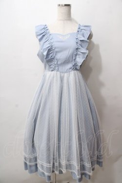 画像1: axes femme POETIQUE / トランプ刺繍エプロン風ワンピース  サックス Y-25-08-15-104-AX-OP-SZ-ZY