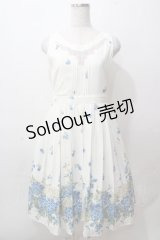 axes femme / あじさい柄ワンピース M キナリ Y-25-08-15-110-AX-OP-SZ-ZY