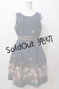 axes femme / ドライフラワー柄ワンピース M 紺 Y-25-08-15-111-AX-OP-SZ-ZI