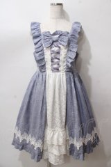 axes femme kawaii / ロココジャンパースカート  サックス Y-25-08-15-120-AX-OP-SZ-ZY
