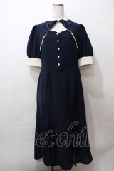 an another angelus / レース使いフロント開きマーメイドワンピース  紺 Y-25-08-15-126-CA-OP-SZ-ZY