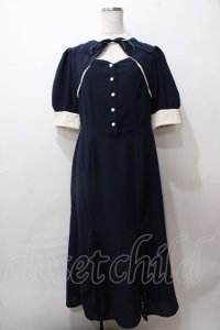 an another angelus / レース使いフロント開きマーメイドワンピース  紺 Y-25-08-15-126-CA-OP-SZ-ZY
