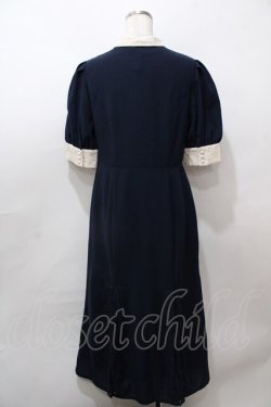 画像2: an another angelus / レース使いフロント開きマーメイドワンピース  紺 Y-25-08-15-126-CA-OP-SZ-ZY