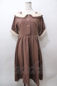 an another angelus / オフショルバイカラーワンピース F ブラウン Y-25-08-15-127-CA-OP-SZ-ZY