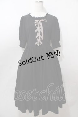 画像1: m petit by misako / AMレースアップワンピース  黒 Y-25-08-15-134-LO-OP-SZ-ZY