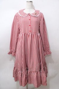 FLC / 星名桜子/ギンガムチェックワンピース LL 中赤 Y-25-08-15-139-LO-OP-SZ-ZY