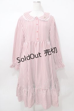 画像1: FLC / 星名桜子/ギンガムチェックワンピース LL 中赤 Y-25-08-15-139-LO-OP-SZ-ZY