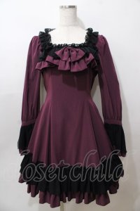 LAPIN AGILL / フローリクフリルワンピース  ワイン Y-25-08-15-140-EL-OP-SZ-ZY