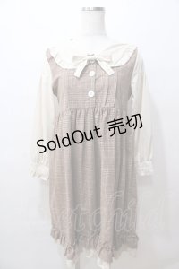maiduoduo / グレンチェック柄ワンピース  ブラウン Y-25-08-15-143-LO-OP-SZ-ZY