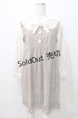 画像1: maiduoduo / グレンチェック柄ワンピース  ブラウン Y-25-08-15-143-LO-OP-SZ-ZY
