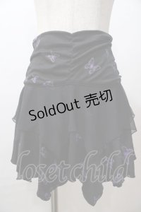 h.Jelly HONEY / 切替プリントスカート  黒 Y-25-08-15-162-HN-SK-SZ-ZY