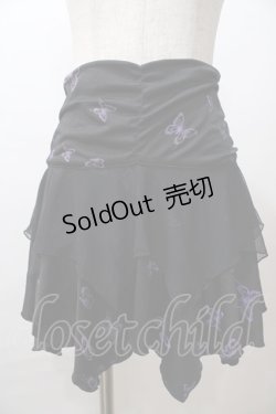 画像1: h.Jelly HONEY / 切替プリントスカート  黒 Y-25-08-15-162-HN-SK-SZ-ZY
