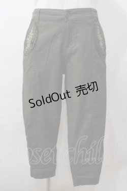 画像1: axes femme / 刺繍入り綿麻クロップド丈パンツ M カーキ Y-25-08-15-168-AX-PA-SZ-ZY