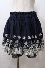 axes femme / お花刺繍キュロット M 紺 Y-25-08-15-169-AX-SK-SZ-ZY