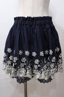 画像1: axes femme / お花刺繍キュロット M 紺 Y-25-08-15-169-AX-SK-SZ-ZY