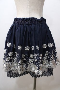 画像2: axes femme / お花刺繍キュロット M 紺 Y-25-08-15-169-AX-SK-SZ-ZY