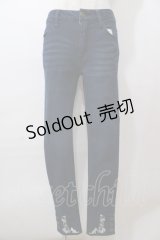 axes femme / ねこ刺繍デニムパギンス S インディゴ Y-25-08-15-170-AX-PA-SZ-ZI