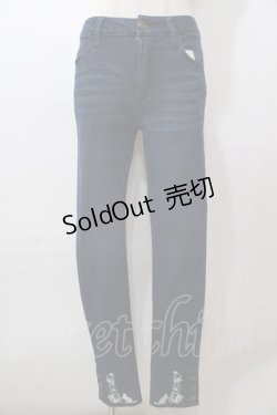 画像1: axes femme / ねこ刺繍デニムパギンス S インディゴ Y-25-08-15-170-AX-PA-SZ-ZI