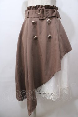 画像1: axes femme POETIQUE / レースアシメトレンチスカート M 茶 Y-25-08-15-173-AX-SK-SZ-ZY