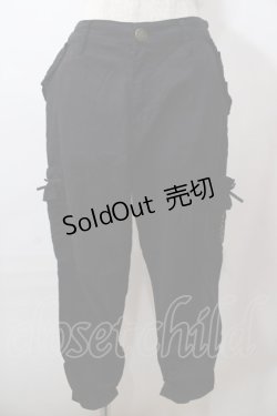 画像1: axes femme / ポケット刺繍クロップド丈パンツ M 黒 Y-25-08-15-175-AX-PA-SZ-ZY