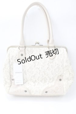 画像1: axes femme / がま口レース刺 バッグ  生成り Y-25-08-15-021-AX-BG-SZ-ZY