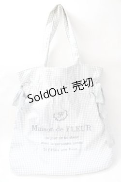 画像1: Maison de FLEUR / ギンガムチェックレースダブルリボントートバッグ F グレー Y-25-08-15-024-LO-BG-SZ-ZY