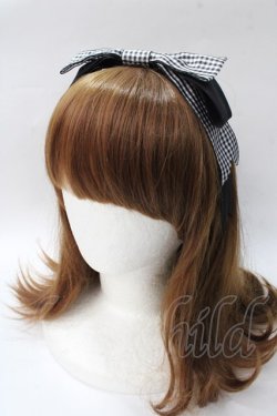 画像1: axes femme / ギンガムカチューシャ  黒 Y-25-08-15-033-AX-AC-SZ-ZY