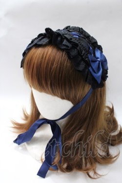 画像1: ATELIER PIERROT / 編み上げヘッドドレス  ブラック×ネイビー Y-25-08-17-050-EL-AC-SZ-ZY