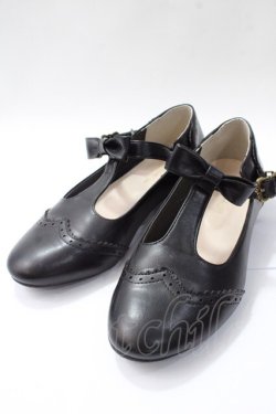 画像1: m petit by misako / AMPUリボンストラップパンプス M 黒 Y-25-08-17-058-LO-SH-SZ-ZY