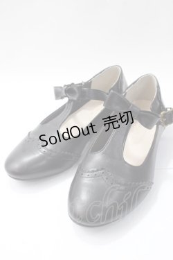 画像1: m petit by misako / AMPUリボンストラップパンプス M 黒 Y-25-08-17-058-LO-SH-SZ-ZT501