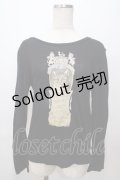 Jane Marple / スイスコットンkittenプリントのロングTシャツ M 黒 Y-25-08-17-067-JM-TO-SZ-ZY
