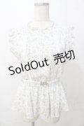 axes femme / ベルト付花柄ノースリブラウス  白 Y-25-08-17-074-AX-BL-SZ-ZI