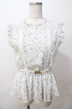 画像1: axes femme / ベルト付花柄ノースリブラウス  白 Y-25-08-17-074-AX-BL-SZ-ZY