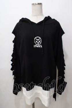画像1: KRY CLOTHING / 袖ダメージパーカー  黒 Y-25-08-17-080-EL-TO-SZ-ZY