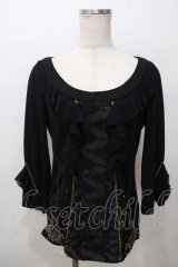 Rozen Kavalier / フロントレース裾刺繍トップス  黒 Y-25-08-17-085-OO-TO-SZ-ZY