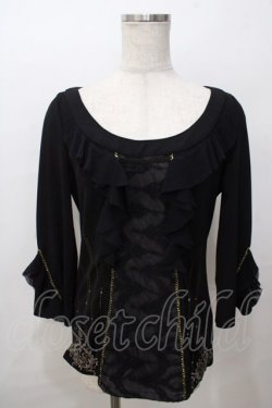 画像1: Rozen Kavalier / フロントレース裾刺繍トップス  黒 Y-25-08-17-085-OO-TO-SZ-ZY
